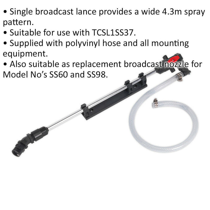 Single Nozzle Broadcast Lance - 4.3m Reach Spray Pattern - Suits ys09394 Loops