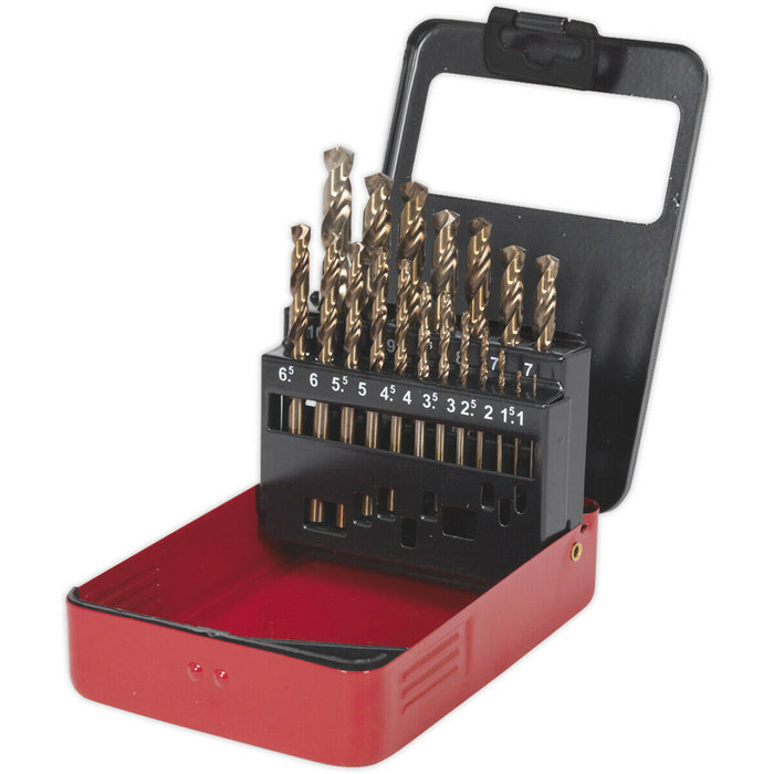 19 Piece Fully Ground HSS Cobalt Drill Bit Set - 1mm to 10mm - Split Point Tip Loops