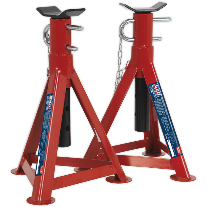 PAIR 2.5 Tonne Axle Stands - Full Width Crutch - 342mm to 500mm Working Height Loops