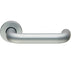 PAIR 22mm Round Bar Safety Lever on Round Rose Concealed Fix Satin Aluminium Loops
