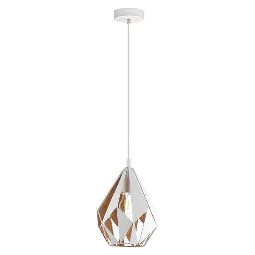 Hanging Ceiling Pendant Light White & Gold Geometric 1x 60W E27 Feature Lamp Loops