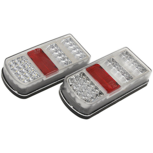 PAIR 12V LED Rear Rectangular Lamp Clusters - 6 Function SMD LED - Towing Light Loops