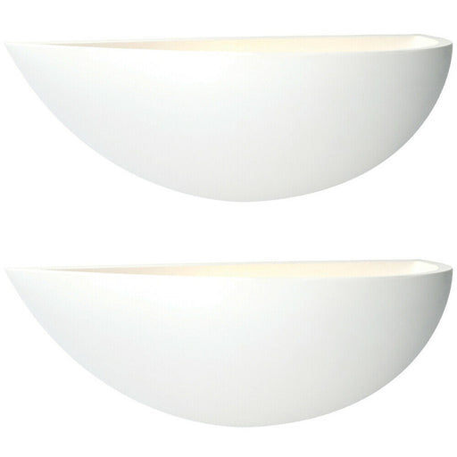 2 PACK Dimmable LED Wall Light Primed White (ready to paint) Up Lighting Bowl Loops
