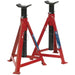 PAIR 2.5 Tonne Axle Stands - Full Width Crutch - 475mm to 705mm Working Height Loops