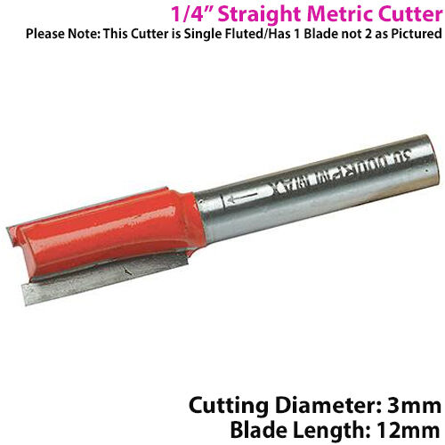 ¼" SHANK 3mm x 12mm Tungsten Carbide Straight Router Bit Worktop Wood Cutter Loops