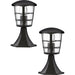 2 PACK IP44 Outdoor Pedestal Light Black Aluminium Lantern 60W E27 Wall Post Loops