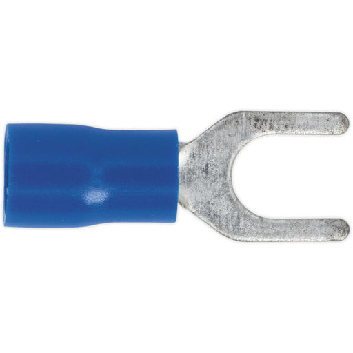100 PACK Easy-Entry Fork Terminal - 5.3mm Diameter - 16 to 14 AWG Cable - Blue Loops