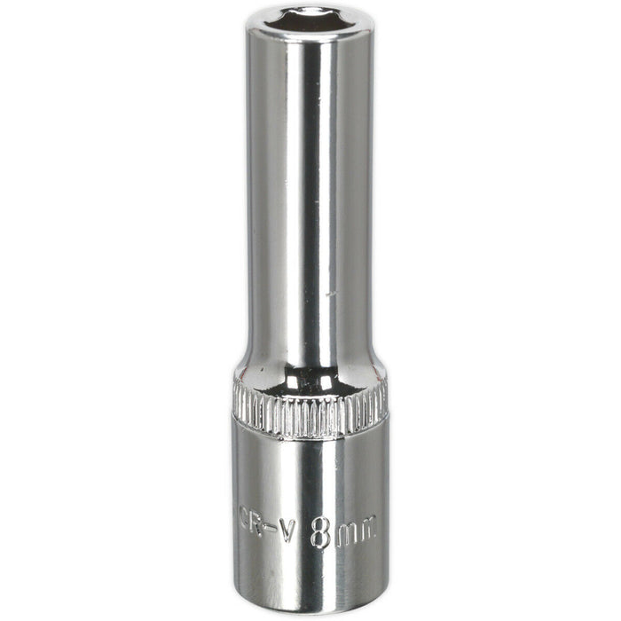 8mm Forged Steel DEEP Drive Socket - 3/8" Square Drive Polished Chrome Vanadium Loops