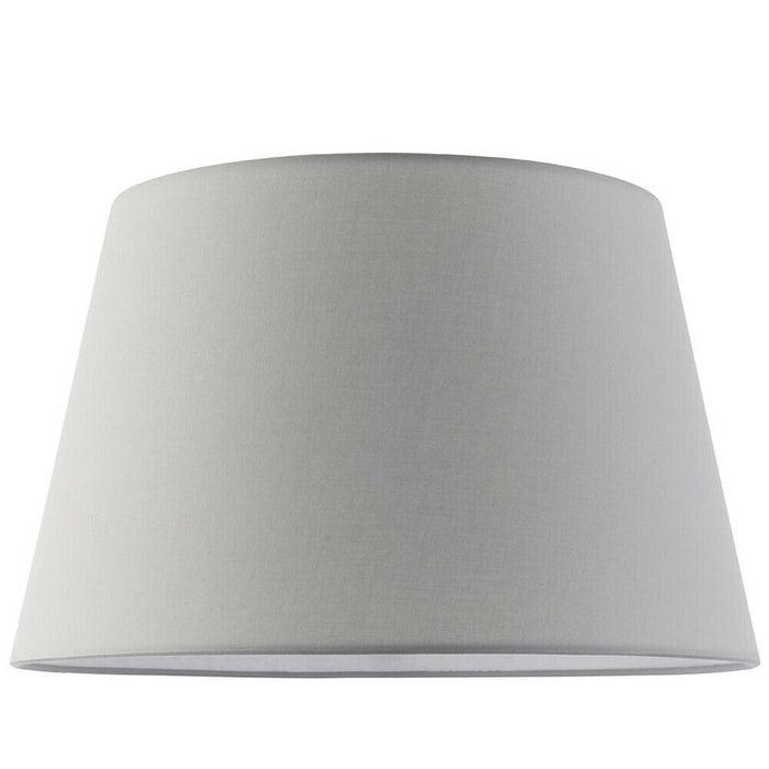 14" Round Tapered Lamp Shade Light Grey Cotton Fabric Modern Simple Light Cover Loops