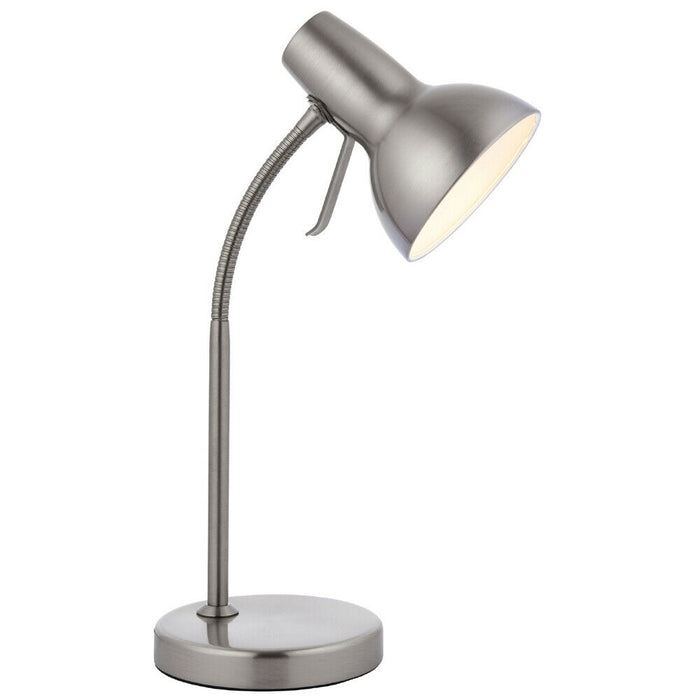 2 PACK | Adjustable Neck USB Desk Lamp Satin Nickel Metal Shade Table Work Light - LoopsDirect