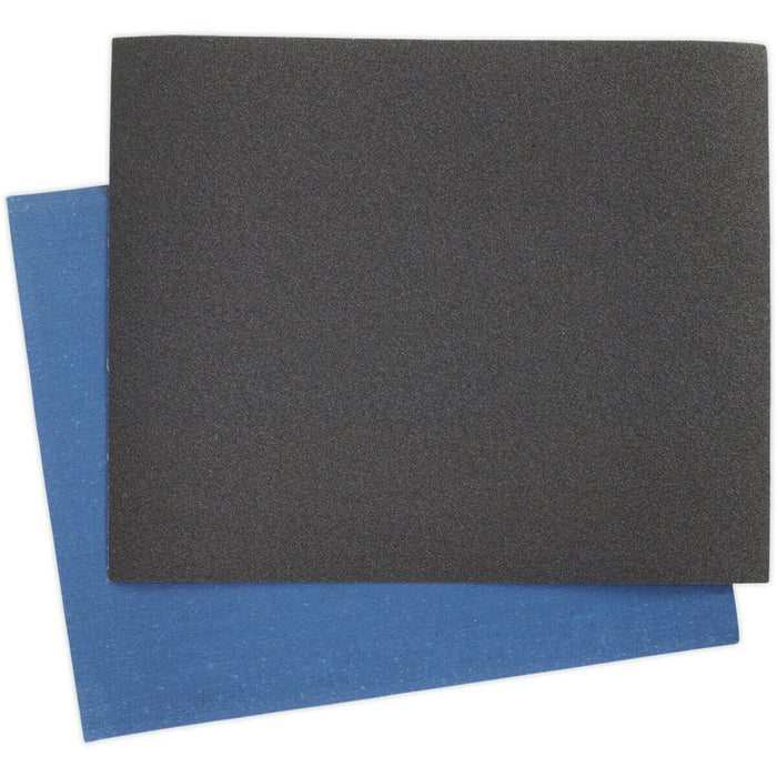 25 PK Blue Twill Emery Sheet 230 x 280mm - Flexible & Tear Resistant - 80 Grit Loops