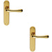 2x PAIR Smooth Rounded Lever on Shaped Latch Backplate 185 x 42mm Polished Brass Loops