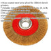 200 x 13mm Wire Brush Wheel - Brass Coated Steel - 32mm Bore - Bench Grinding Loops