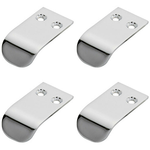 4x Semi Concealed Cabinet Finger Pull Handle 12mm Fixing Centres Polished Chrome Loops
