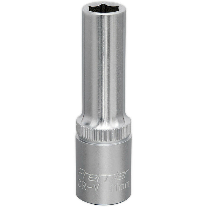 11mm Steel Deep Drive Socket - 1/2" Square Drive - Chrome Vanadium Socket Loops