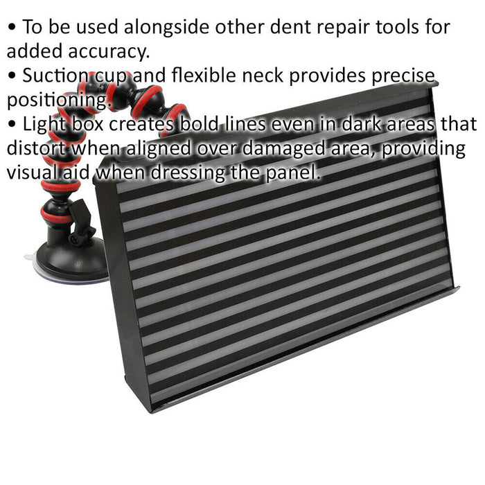 12V LED PDR Line Board - Vehicle Dent Repair Tool - Suction Cup & Flexible Neck Loops