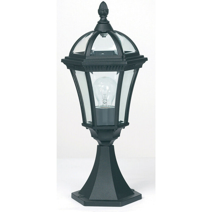 4 PACK Outdoor Post Lantern Light Textured Black Vintage Garden Wall Lamp LED Loops
