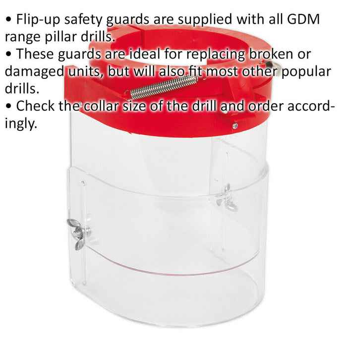Drill Press Safety Guard - 92mm Collar - Pillar Drill Protective Guard Loops