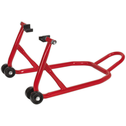 Universal Rear Wheel Motorcycle Stand - Rubber Supports - Width Adjustable Loops