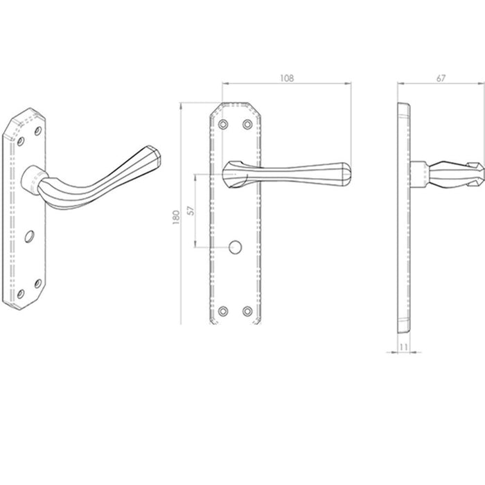 Door Handle & Bathroom Lock Pack Chrome Heavy Duty Prism Thumb Turn Backplate Loops