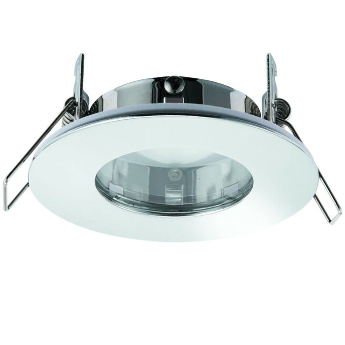 IP65 Bathroom Slim Round Ceiling Downlight Chrome Plate Recessed LED GU10 Lamp Loops