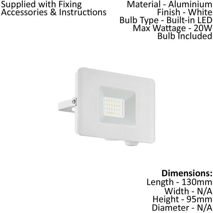IP65 Outdoor Wall Flood Light White Adjustable 20W Built in LED Porch Lamp Loops