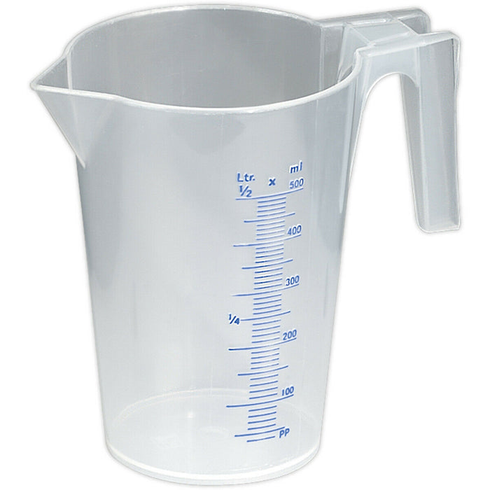 500ml Translucent Measuring Jug - Easy to Read Scale - Pouring Spout - Handle Loops