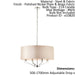 Ceiling Pendant Light Polished Nickel Plate & Beige Fabric 4 x 40W E14 Loops