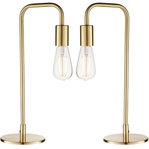 2 PACK Modern Hangman Table Lamp Brass Industrial Arm Bedside Desk Light Base Loops