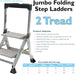 0.5m PREMIUM JUMBO Folding Step Ladders 2 Tread Anti Slip Aluminium Safety Steps Loops