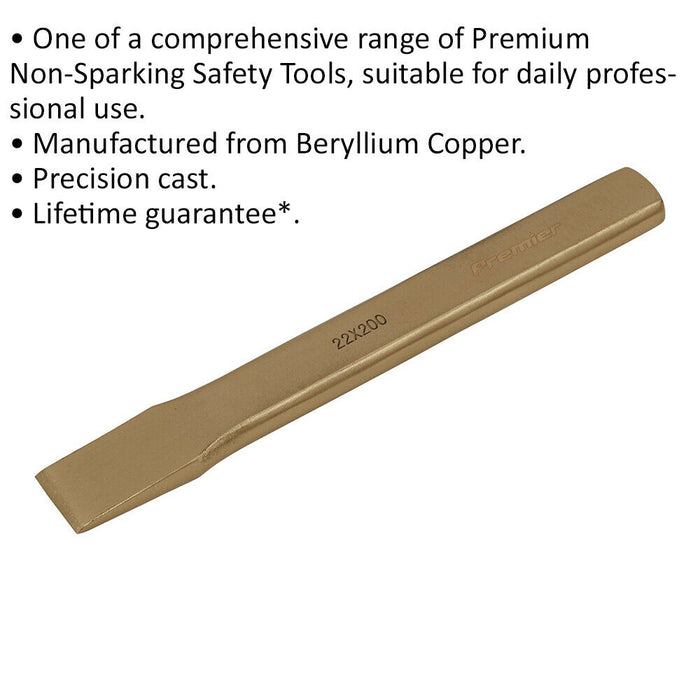 Non Sparking Flat Chisel - 22mm x 220mm - Precision Cast - Beryllium Copper Loops