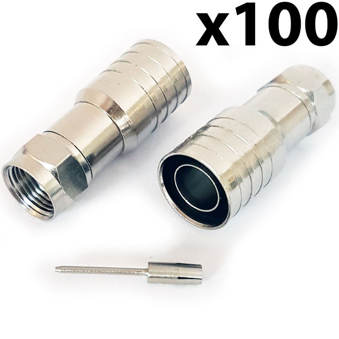 100x PRO Outdoor CT165 WF165 F Type Hex Crimp Connector Plug Thick Coax Cable Loops