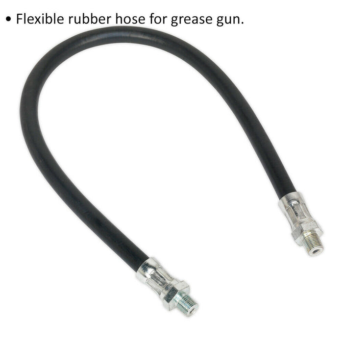 450mm Flexible Rubber Delivery Hose - 1/8" BSP - Grease Gun Extension Hose Loops