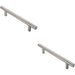 2x Straight T Bar Pull Handle 775 x 30mm 600mm Fixing Centres Satin Steel Loops
