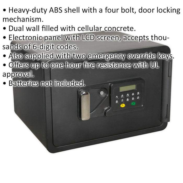Electronic Fireproof Combination Safe - 450 x 380 x 305mm Dual Wall 4 Bolt Lock Loops