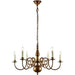 Luxury Hanging Ceiling Pendant Light Traditional 6 Lamp Solid Brass Chandelier Loops