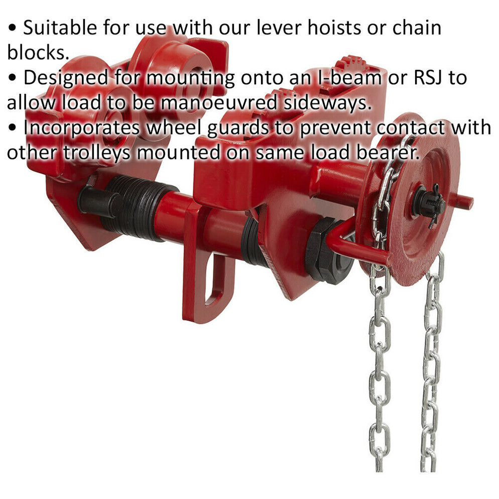 1 Tonne Geared Trolley Beam Mounted Lifting Point IBeam RSJ Troll — LoopsDirect