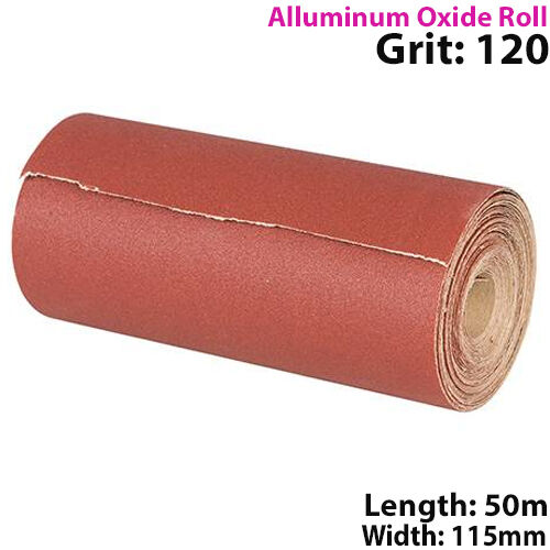 50m 120 Grit Aluminium Oxide Sand Paper Rolls Long Life Sanding Grinding Sheet Loops