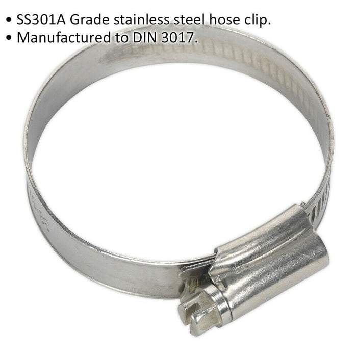 10 PACK Stainless Steel Hose Clip - 38 to 57mm Diameter - Hose Pipe Clip Fixing Loops