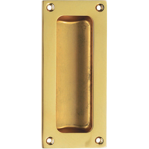 Recessed Sliding Door Flush Pull 102 x 45mm 10.5mm Depth Polished Brass Loops