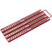 RED 1/4" 3/8" & 1/2" Square Drive Bit Holder Tray - Retaining Rail Bar Storage Loops