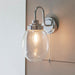 IP44 Bathroom Wall Light Chrome & Round Clear Glass Modern Curved Arm Oval Lamp Loops