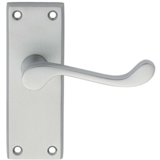 PAIR Victorian Scroll Lever on Short Latch Backplate 118 x 43mm Satin Chrome Loops