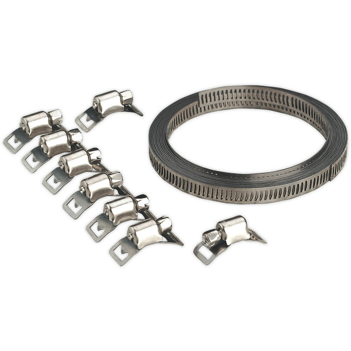 Self Build Hose Clip Set - Cut to Size - 8mm Band Width - 8 Worm Drive Clips Loops