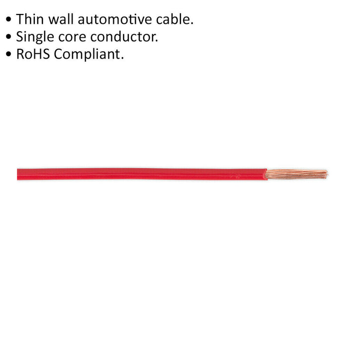 Red 25A Thin Wall Automotive Cable - 30m Reel - Single Core - RoHS Compliant Loops