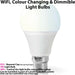WiFi Colour Change LED Light Bulb 9W B22 Warm to Cool White SMART Dimmable Lamp Loops