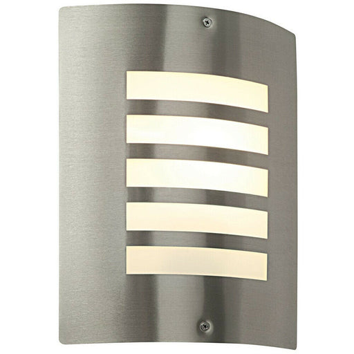 IP44 Outdoor Curved Wall Light Brushed Steel & Diffuser E27 Edison Porch Lamp Loops