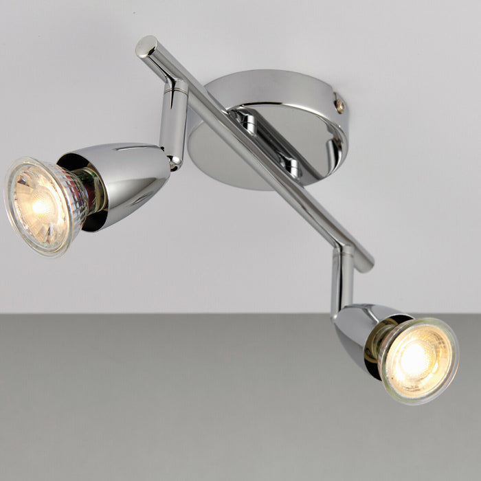 Adjustable Ceiling Spotlight Chrome Plate 2 Light Bar Downlight Modern Lamp Loops