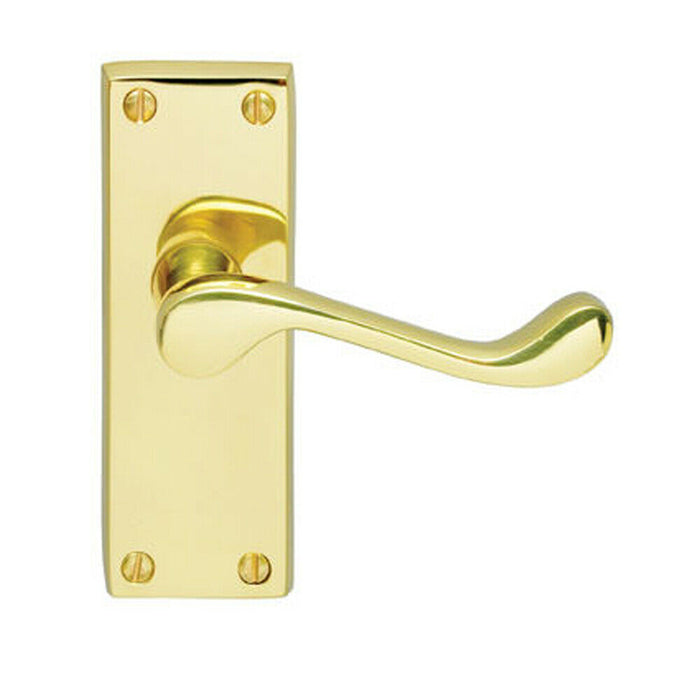 PAIR Victorian Scroll Handle on Latch Backplate 120 x 41mm Polished Brass Loops