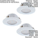 3 PACK Flush Ceiling Downlight White Round Spotlight 6W Built in LED Loops